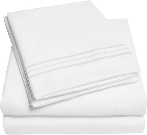 1500 Supreme Collection Extra Deep Pocket Sheets Set - Luxury Soft Bed Sheets, Wrinkle Free, Bedding, Over 40 Colors, 21 inch Extra Deep Pocket, Extra Deep - Cal King, White