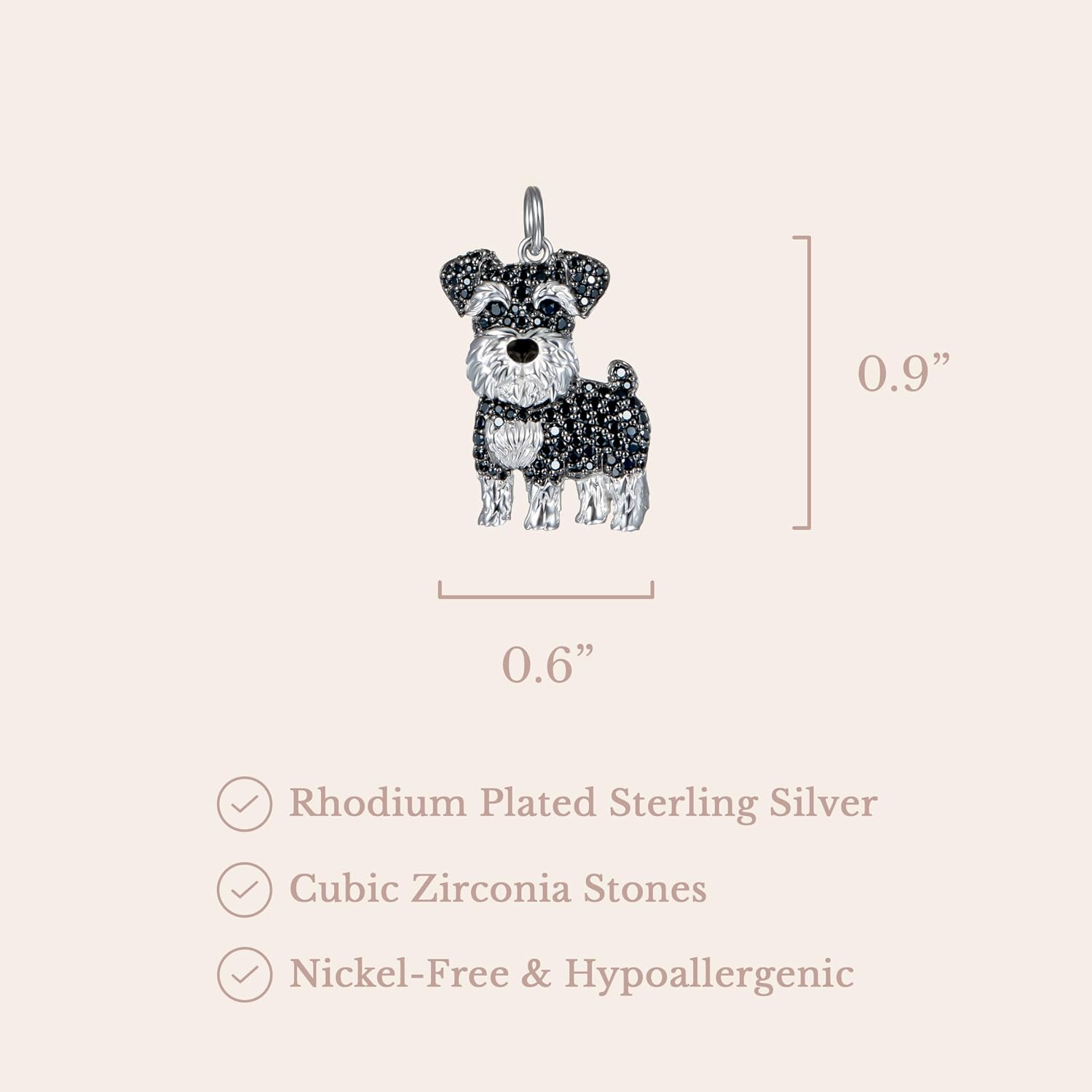 Silver Dog Breed Cubic Zirconia Pendant Necklaces for Women