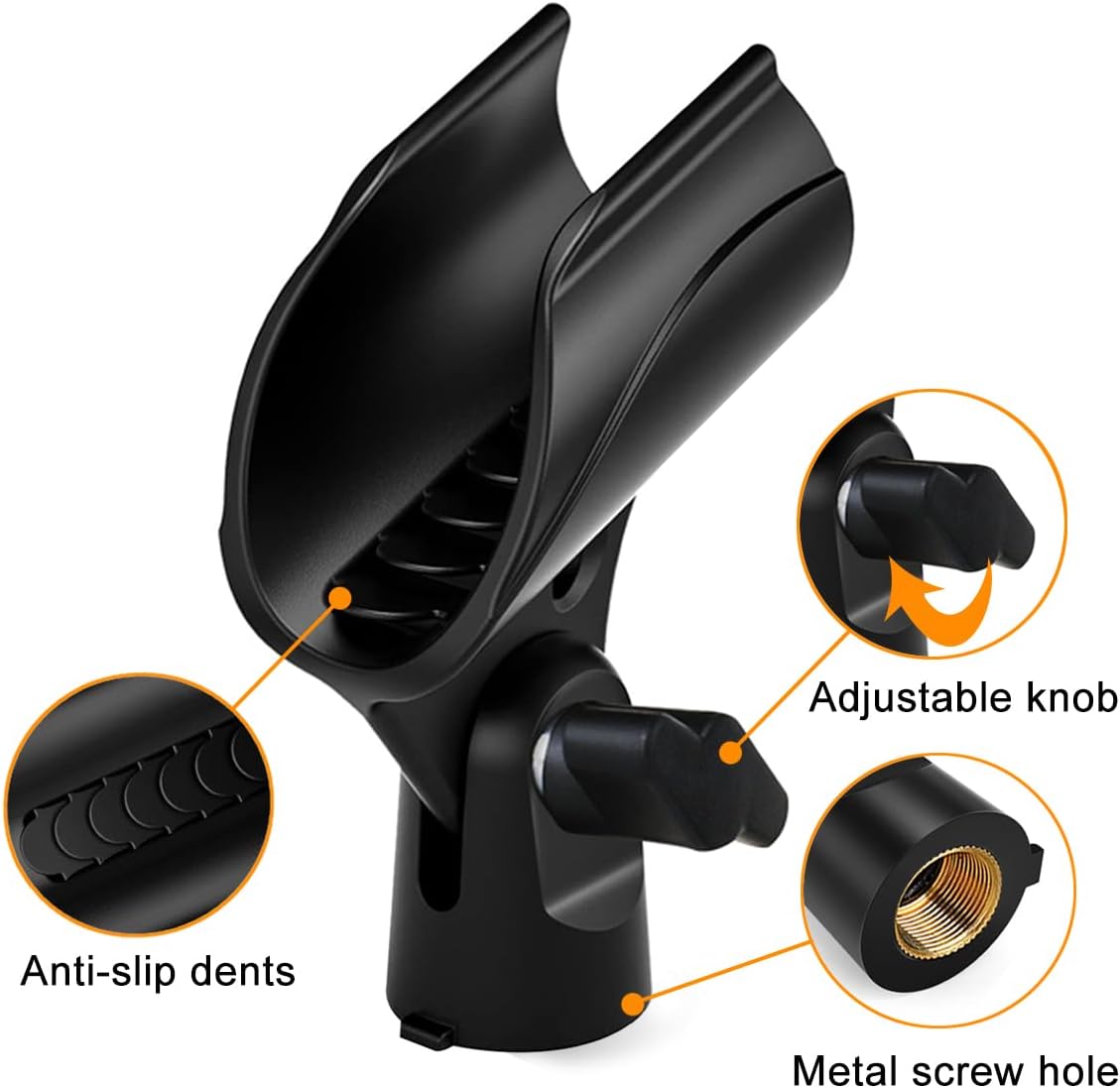 2 Pcs Universal Microphone Clip, Adjustable Mic Clip Holder for Mic Stand, Come with 5/8" Male to 3/8" Female Screw Adapter