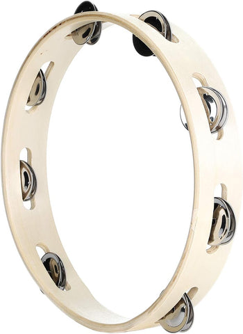 Musfunny Tambourine Ring for Adults 10 inch Wooden Handheld Percussion