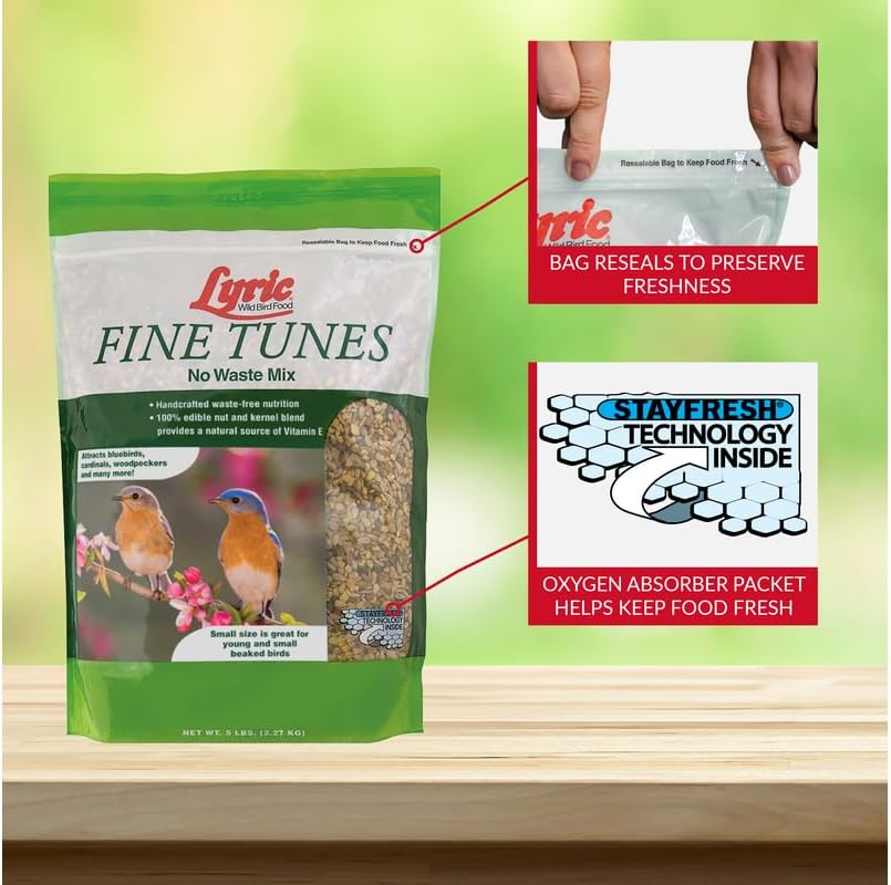 Lyric Fine Tunes Wild Bird Seed Mix, No Waste Food Mix, 5 lb. Bag
