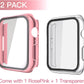 Misxi 2 Pack Hard PC Case with Tempered Glass Screen Protector Compatible with Apple Watch Series 9 (2023) Series 8 Series 7 41mm, Ultra-Thin Cover for iWatch S9/S8/S7, 1 Rose Pink + 1 Transparent