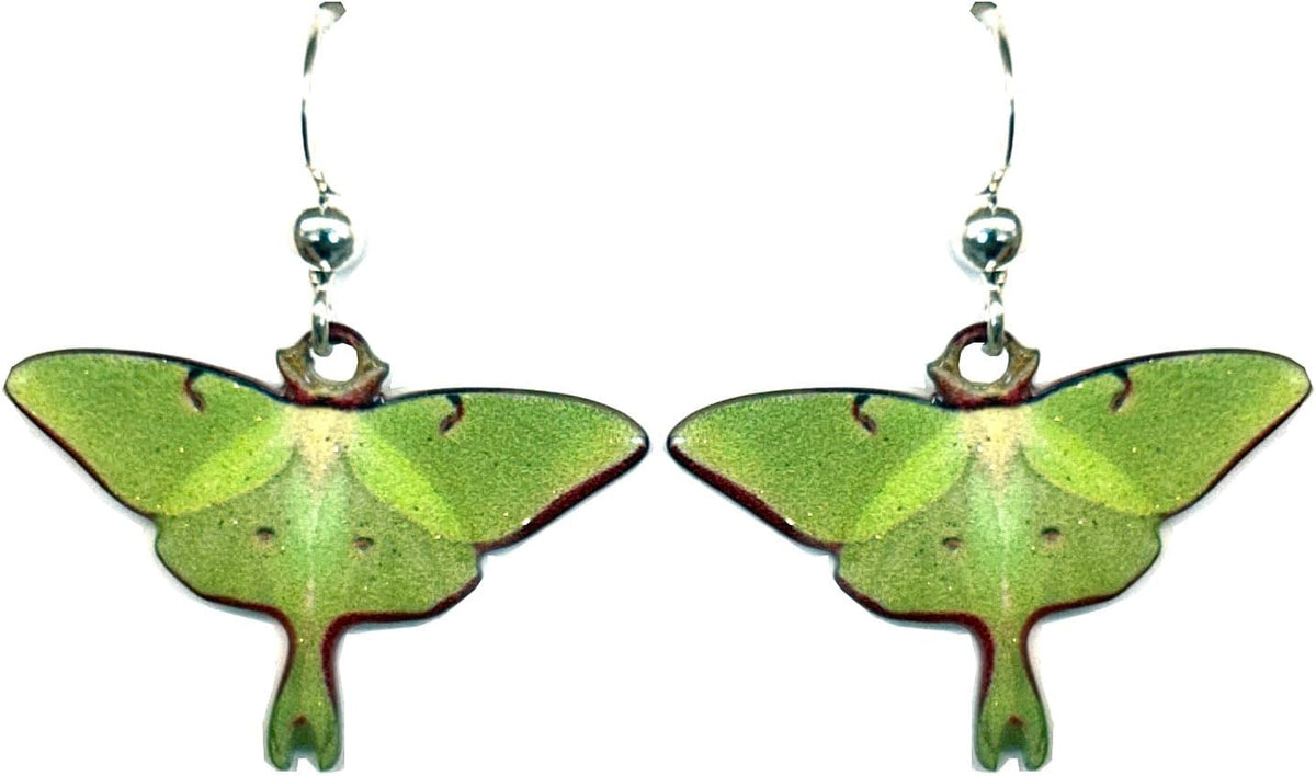 d'ears Luna Moth Earrings, Non-Tarnish Sterling Silver French Hook Ear Wire, made in the U.S.A. by family run small business. Great gift for moth lovers.