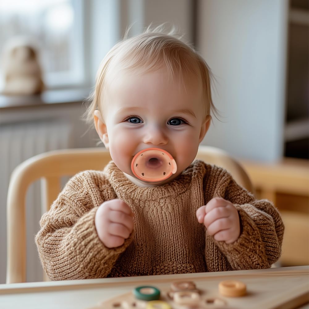 Breast-Like Baby Pacifiers 0-6 Months 4 Pack with Breathable Air Holes