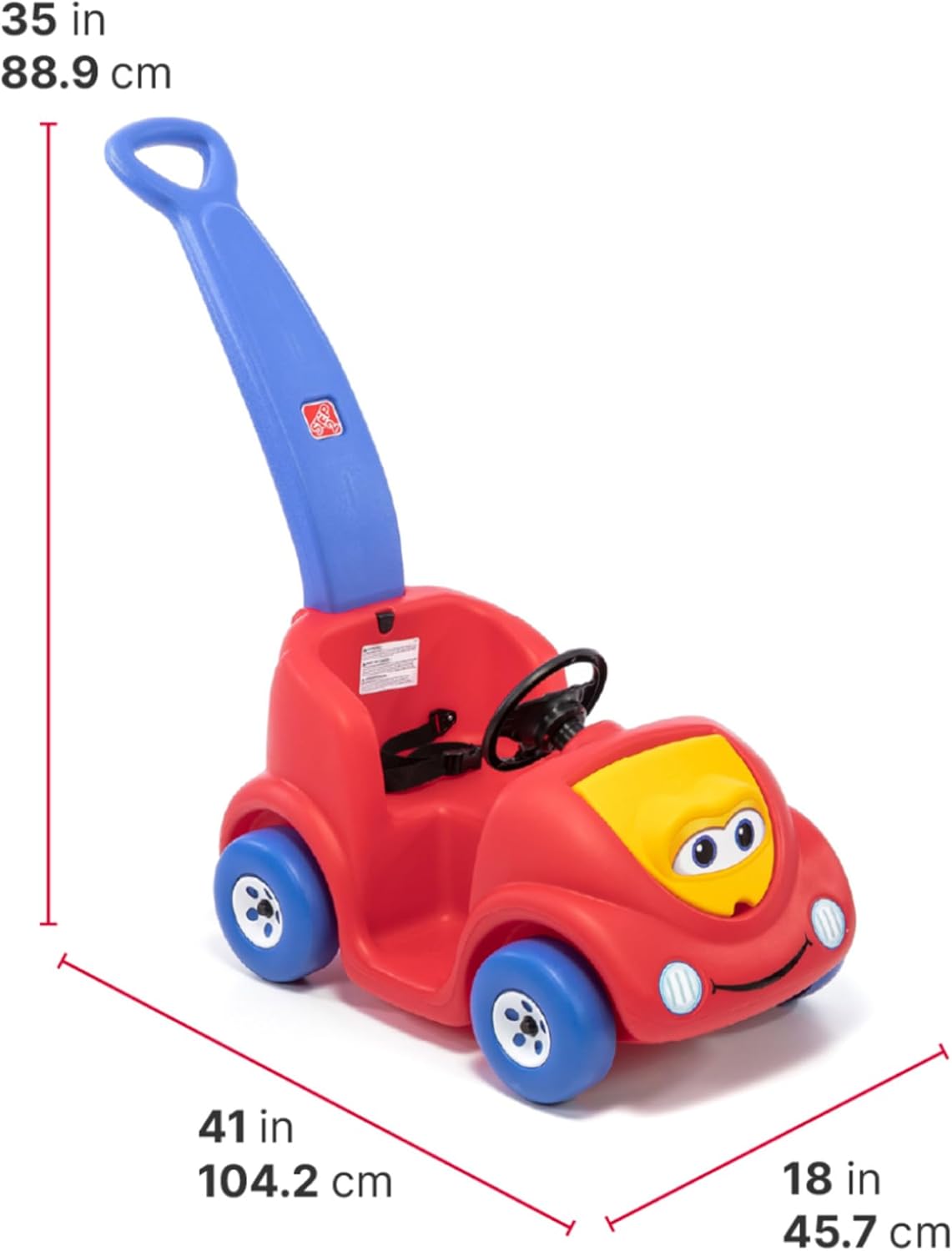 Step2 Push Around Buggy Kids Push Car, Toddler Ride-On Toy with Seat Belt and Horn, Red, Ages 18 Months+