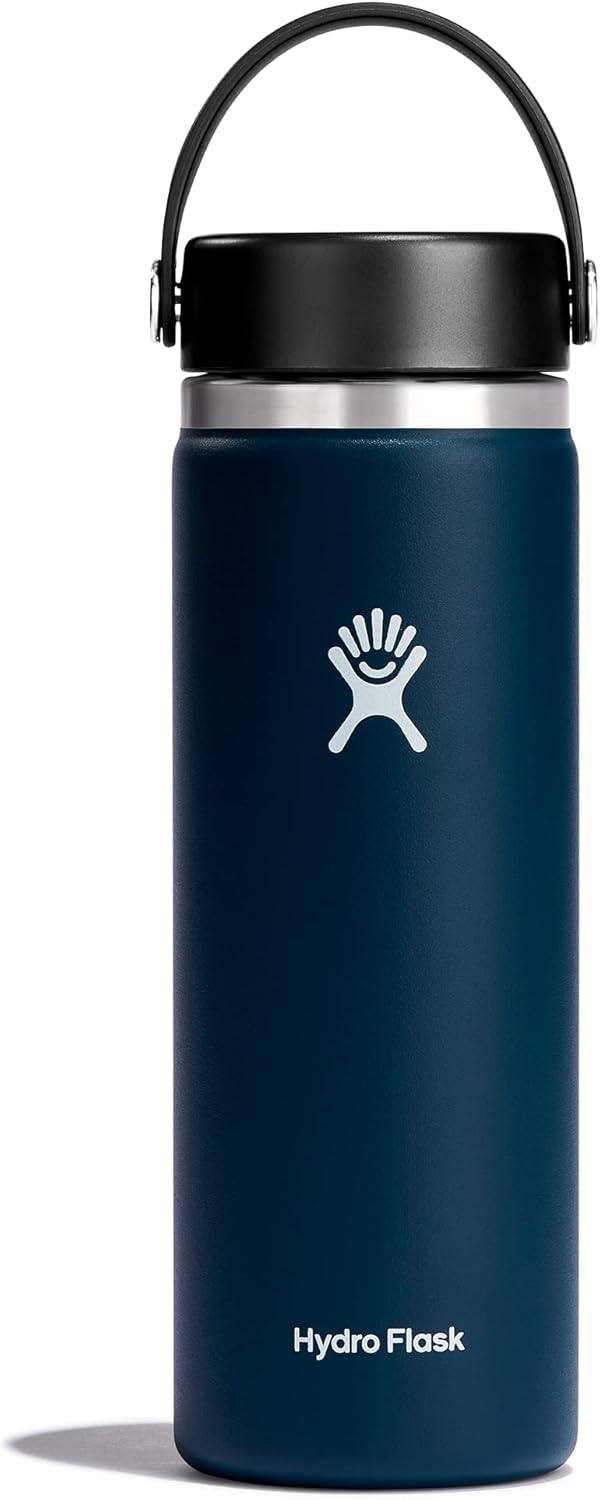 Hydro Flask Water Bottle - Insulated Stainless Steel - Wide Mouth Flex Lid, Non Spill, Leakproof and Refillable in 32 Oz Black