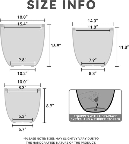 Kante Set of 3 Pale Gray Concrete Bowl Planters 18" 14" 10" Dia