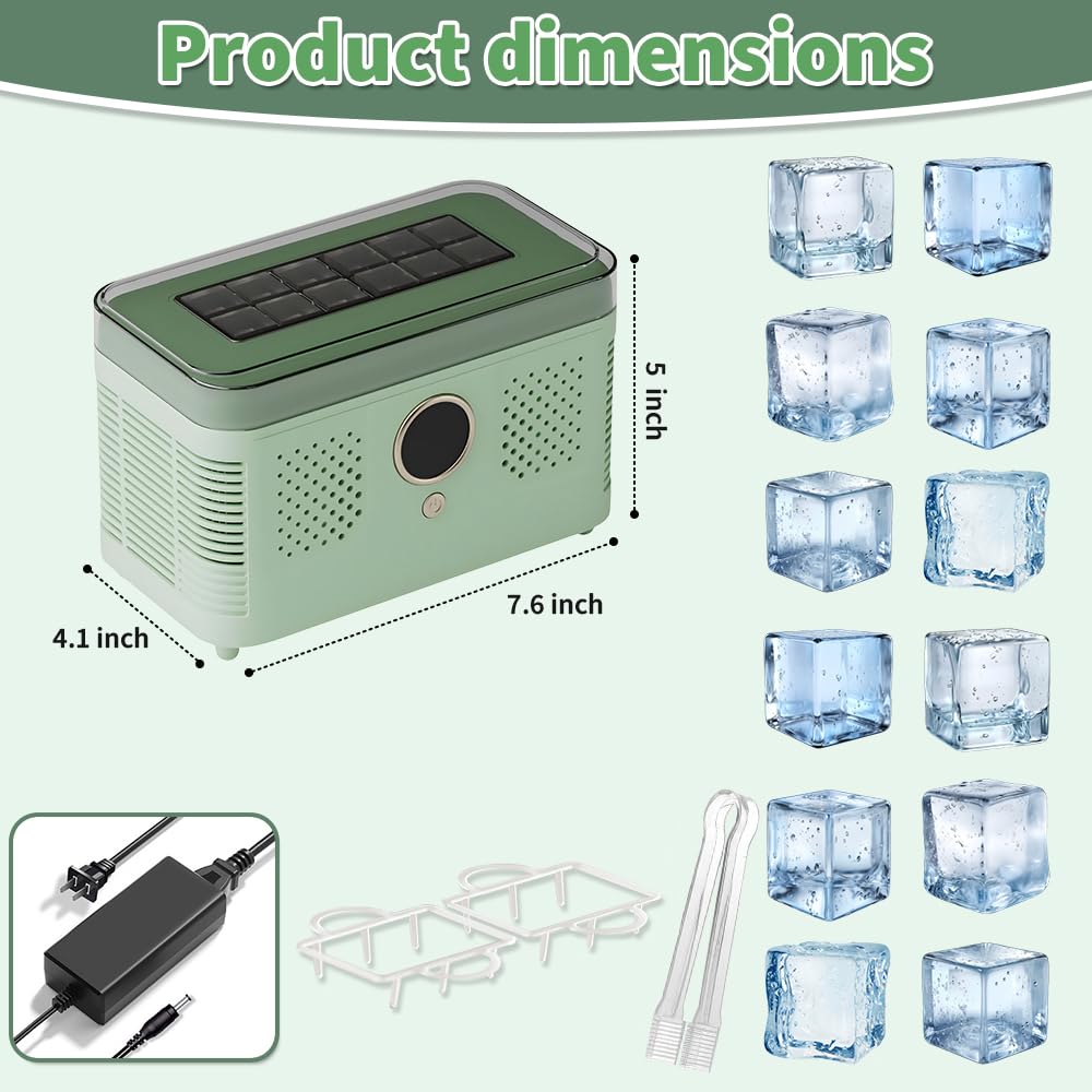 Countertop Ice Maker Machine, Portable Ice Machine with Self-Cleaning, Makes Quickly, Quiet & Compact Ice Maker for Home/Kitchen/Office/Party/RV