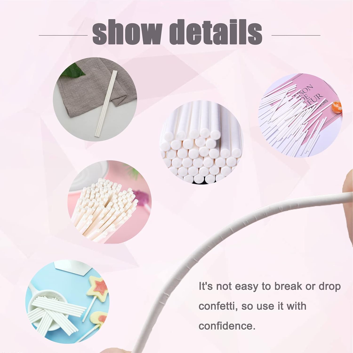 500 Pcs 4-Inch White Lollipop Sticks,Cake Pops Sticks,Paper Treat Sticks Sucker Stick for Cake Toppers,Dessert,Chocolate,Cookie,Candy(3mm)