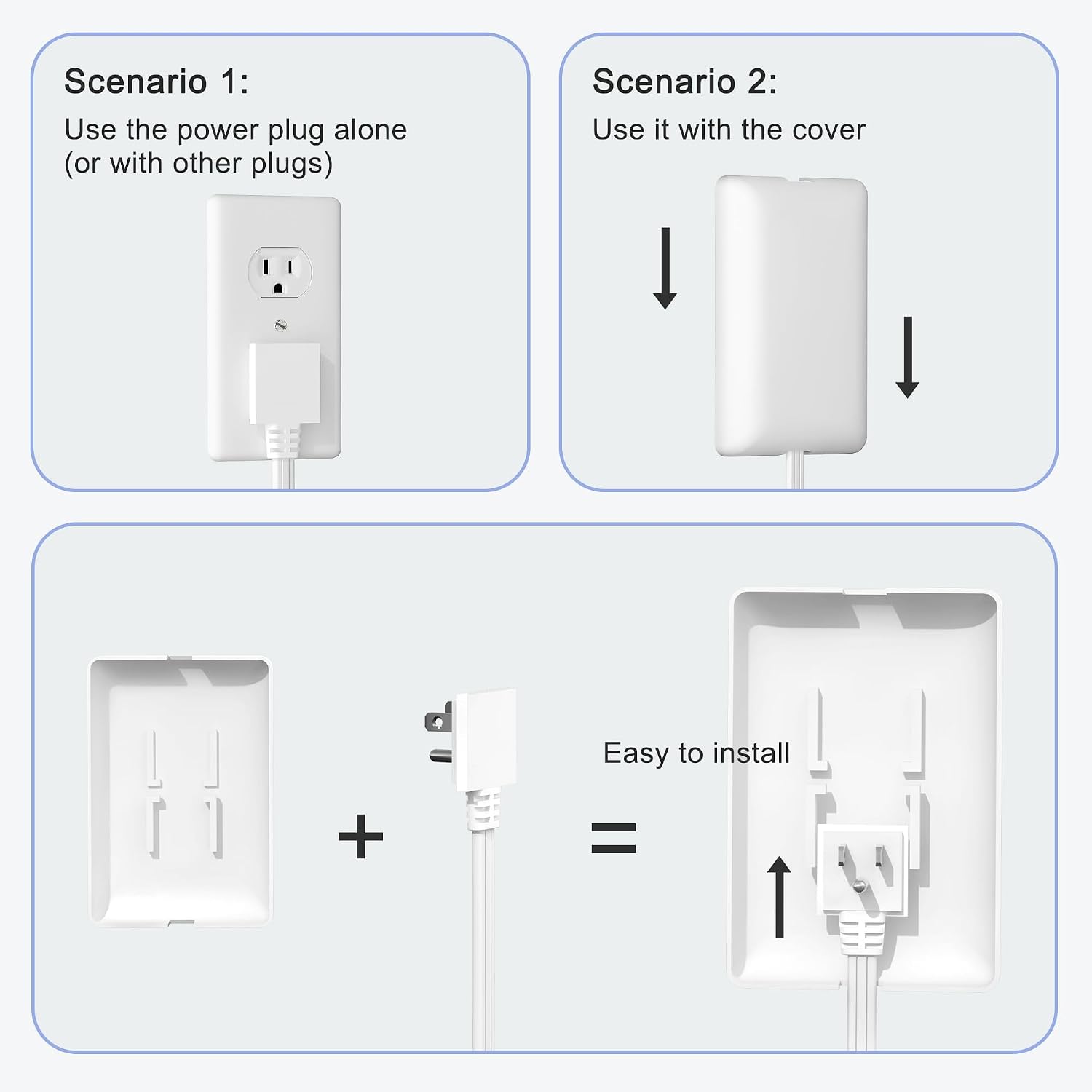 CABOCASA 2 Pack 8FT Ultra Flat Plug Extension Cord, 3 Outlets, White