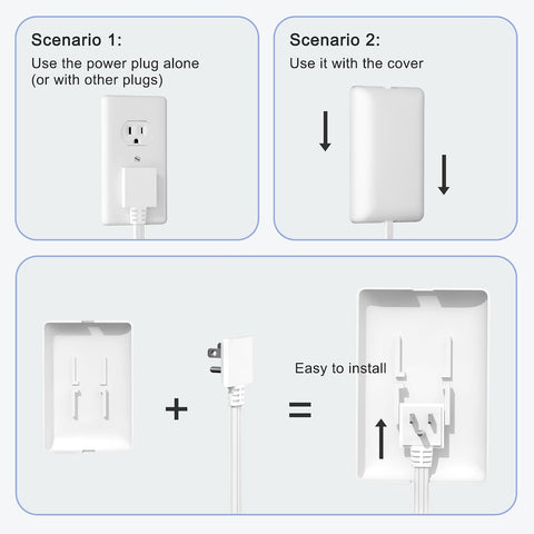 CABOCASA 2 Pack 8FT Ultra Flat Plug Extension Cord, 3 Outlets, White