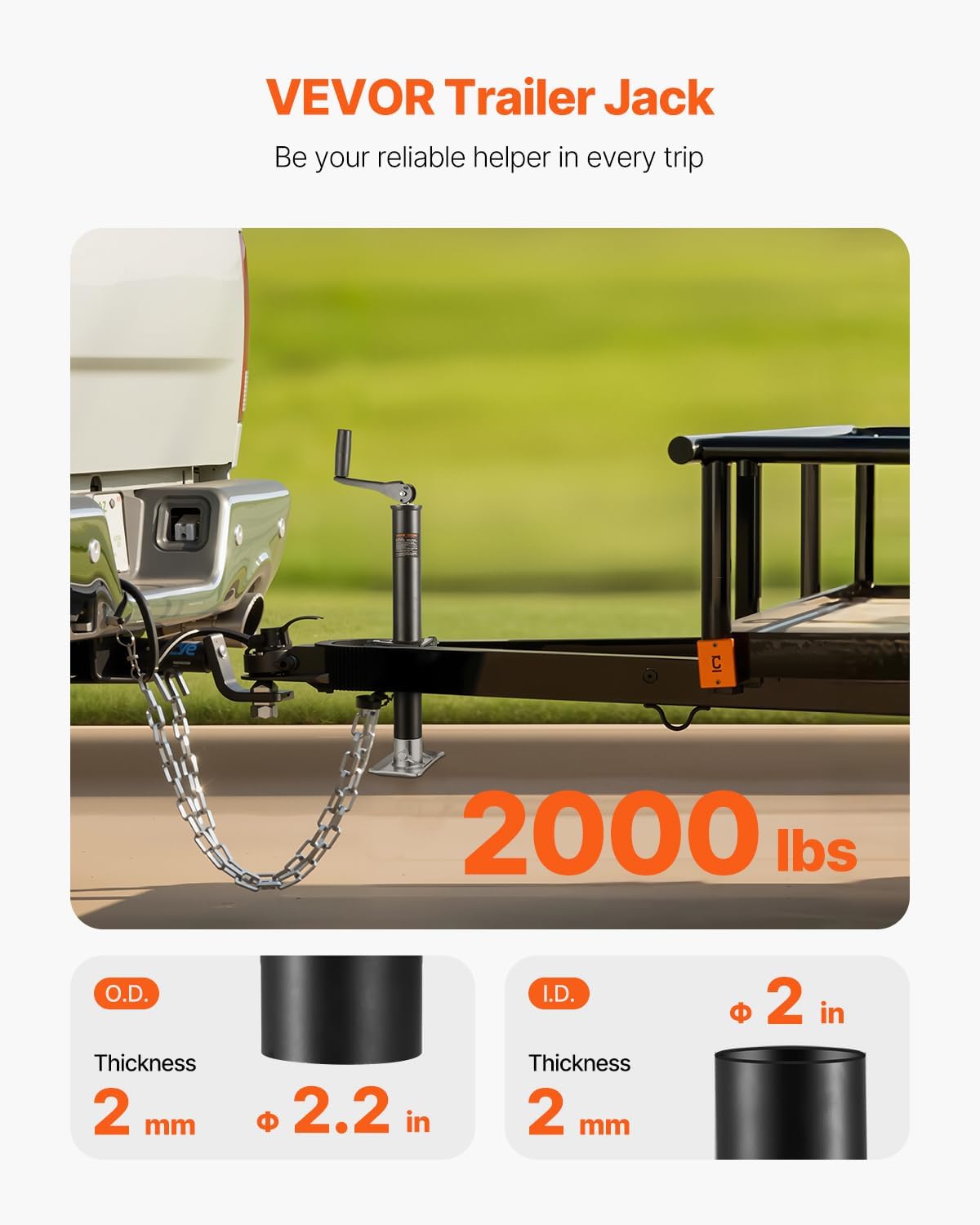 VEVOR 2000 lbs A-Frame Trailer Jack, 13-3/4 Inches Vertical Travel, Trailer Jack Stand with Handle for Horse