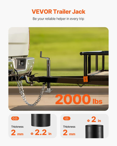 VEVOR 2000 lbs A-Frame Trailer Jack, 13-3/4 Inches Vertical Travel, Trailer Jack Stand with Handle for Horse
