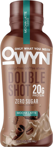 OWYN Only What You Need Mocha Latte Flavored 20g Protein Shake, 12 Ct | 20g Protein, Zero Sugar, 180mg Caffeine, Dairy Free, Plant Protein, Gluten Free, Individual 12fl oz Bottles