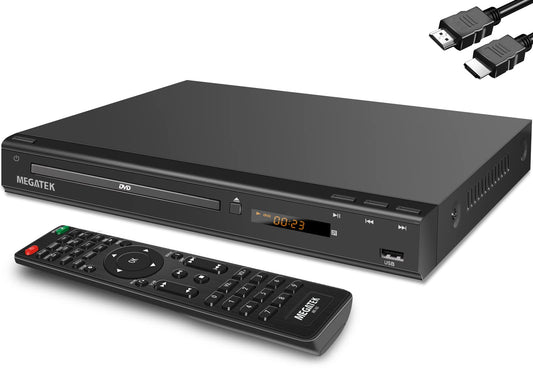 MEGATEK Region-Free DVD Player for TV with HDMI, CD Player for Home, Plays All Regions and Formats, USB Port, Durable Metal Casing, Remote, HDMI and RCA Cables Included