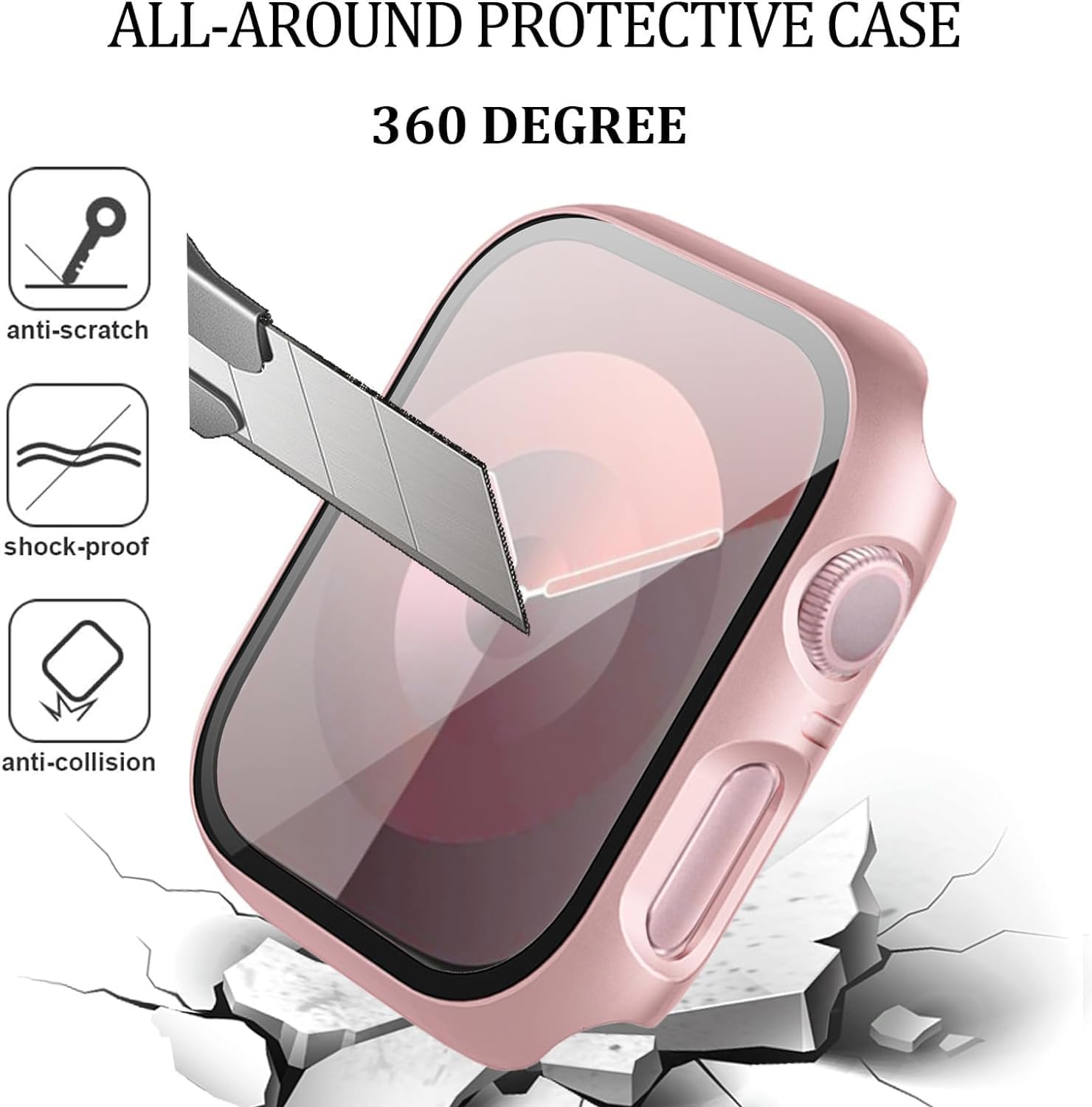 6-Pack Case Compatible with Apple Watch 40mm Series SE 3(2025)/SE 2/SE/6/5/4 with Tempered Glass Screen Protector, QCKANLJ Ultra-Thin Hard PC Full Protective Face Cover Bumper for iWatch 40 mm