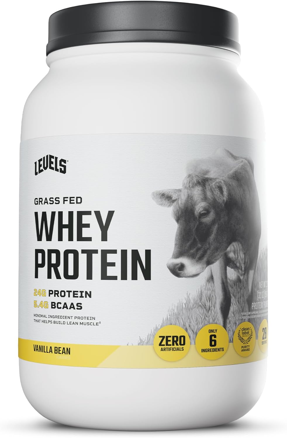Levels Whey Protein Powder, No Artificial Ingredients, Vanilla Bean, 2LB