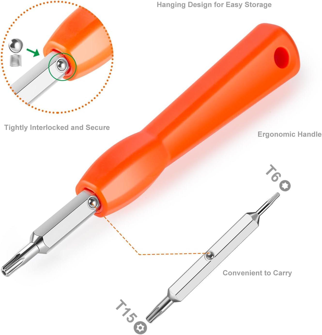 Video Doorbell Screwdriver, Double-Ended T6 T15 Screw Driver Tool for Camera Video Doorbell Replacement, Battery Change, Wifi Password Reset