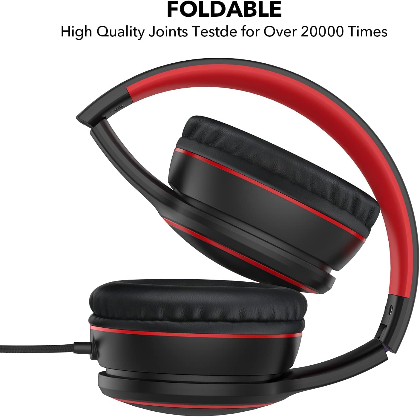 R10 Kids Headphones Over-Ear with Microphone, Lightweight Folding Stereo Bass Headset with 1.5M No-Tangle Cord, Portable Wired Headphones for Smartphone Tablet Computer MP3 / 4 (Black)