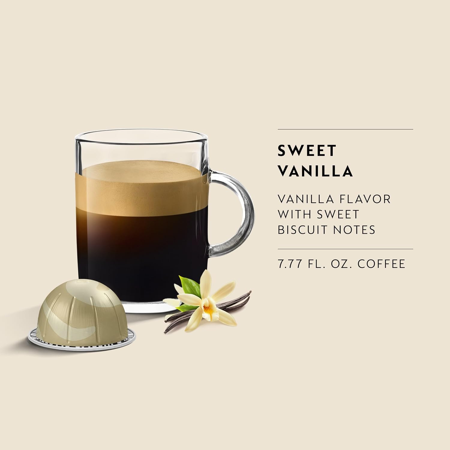 Nespresso Vertuo, Sweet Vanilla, Medium Roast, 30-Count Coffee Pods | Capsules Pack of 1