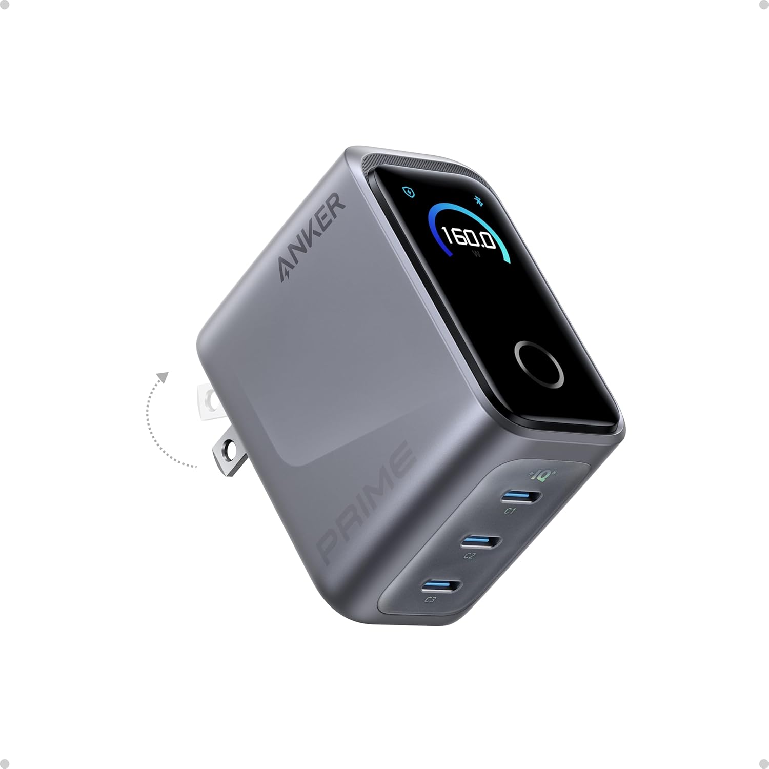 Anker Prime Charger, 160W Max 3-Port GaN Charger, for MacBook Pro Charger