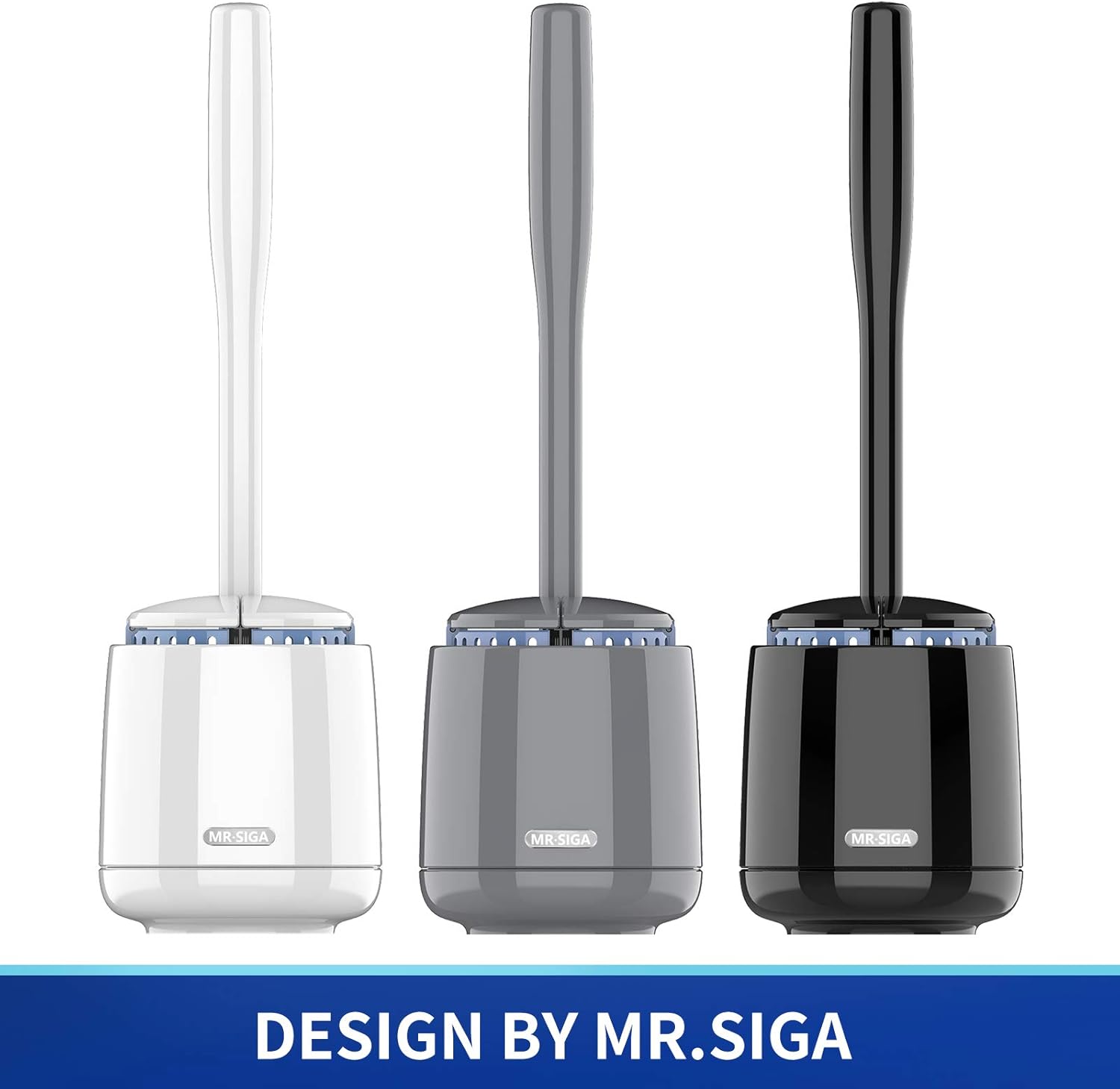 MR.SIGA Toilet Bowl Brush and Holder, Sturdy Long Handle, White, 1 Pack
