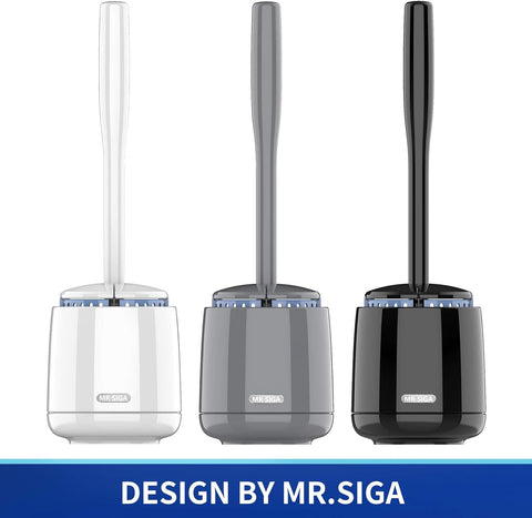 MR.SIGA Toilet Bowl Brush and Holder, Sturdy Long Handle, White, 1 Pack