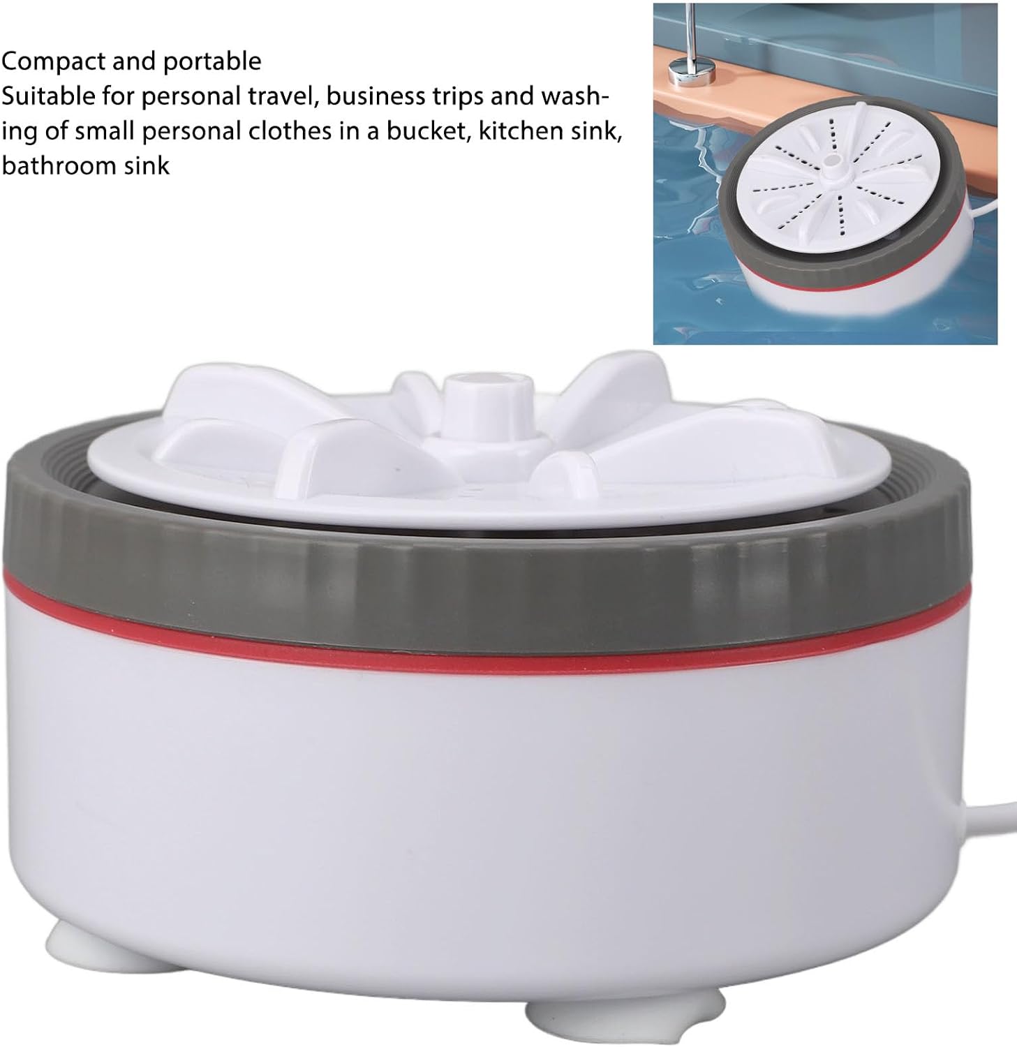 Portable Washing Machine, Sink Dishwasher Multifunction USB Powered Mini Dishwasher with Timed Adjustable Function for Towels, Baby Clothes, Fruits, Plates (Grey)