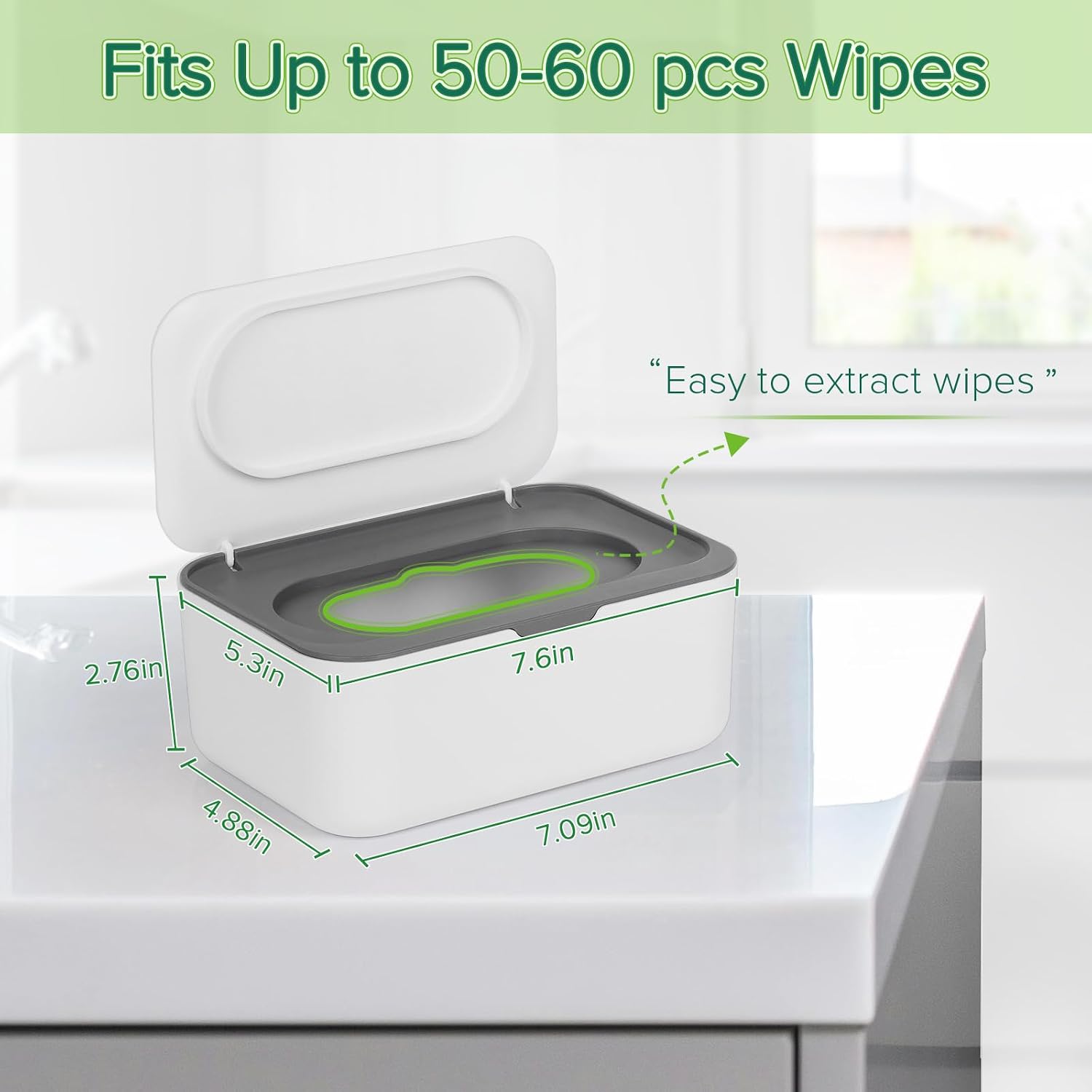 Flenpptly 2 Pack Baby Wipes Dispenser, Wipes Case Baby Wipe Holder, Gray