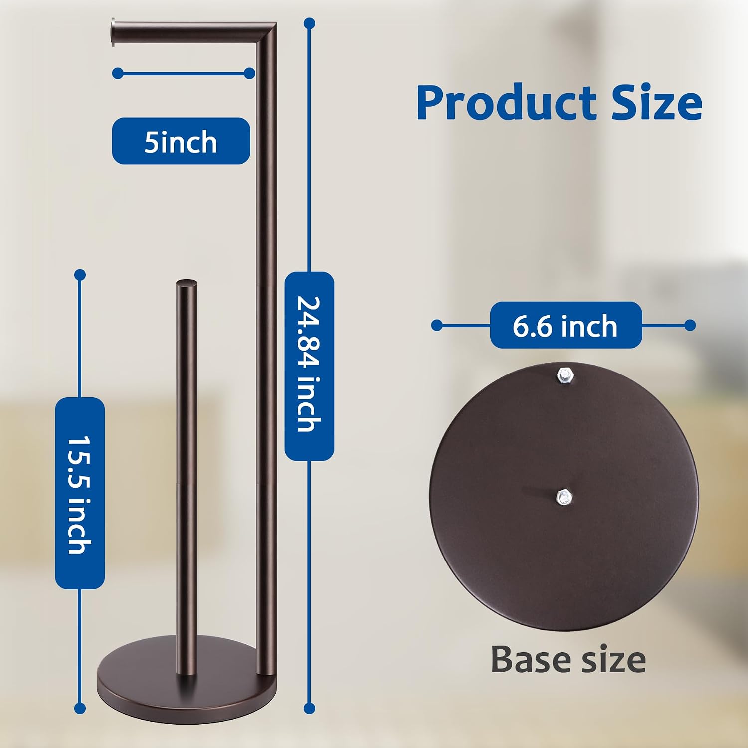 Toilet Paper Holder Stand, Bathroom Free Standing with Storage, Bronze