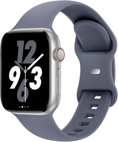 Sport Band Compatible with Apple Watch 38mm 40mm 41mm 42mm 44mm 45mm 46mm 49mm, Replacement Soft Silicone Strap Wristbands for iWatch Series 11/10/9/8/7/6/5/4/3/2/1 Ultra SE Women Men, Blue Gray