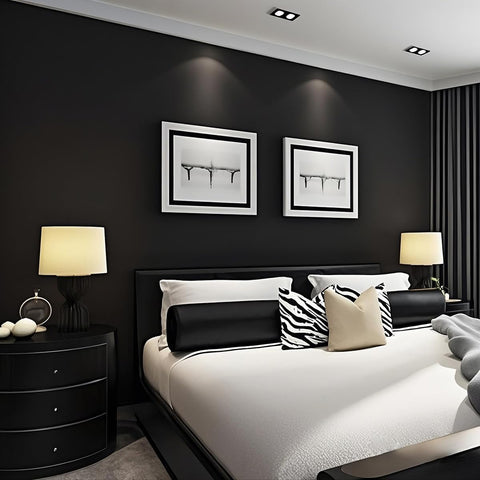 Peel and Stick Wallpaper Black Contact Paper for Cabinets and Drawers