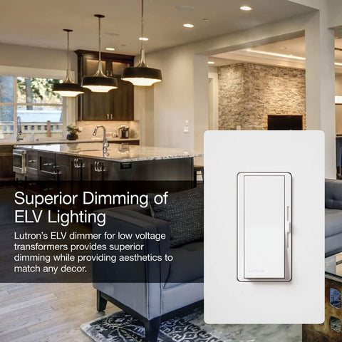 Lutron Diva Electronic Low Voltage Dimmer | 300-Watt, Single-Pole or 3-Way | DVELV-303P-WH, White