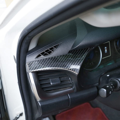 Car Center Console Dashboard Panel Trim Sticker Fit for Toyota Hilux 2015-2021 Real Soft Carbon Fiber Decoration Auto Interior Accessories 2PCS (Black Carbon Fiber)