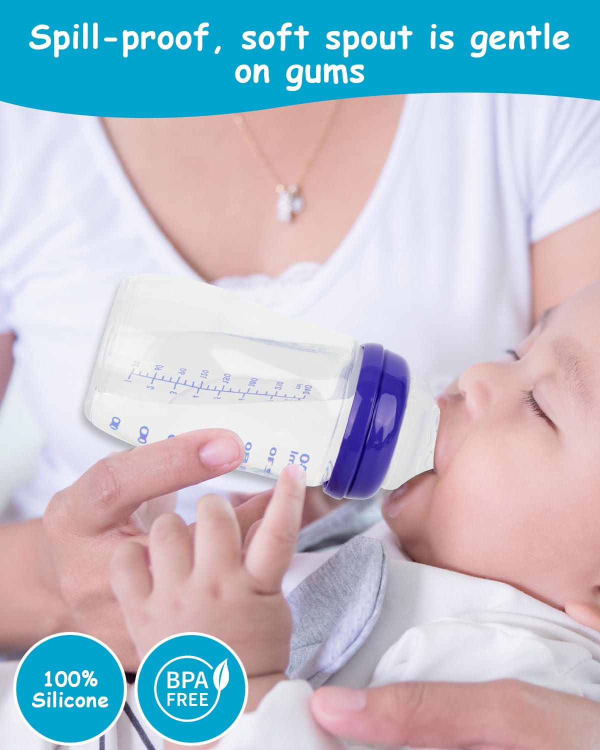 Silicone Nipple for Lansinoh Anti-Colic Baby Bottle, Fast Flow, Size L, 6m+, 6 Count