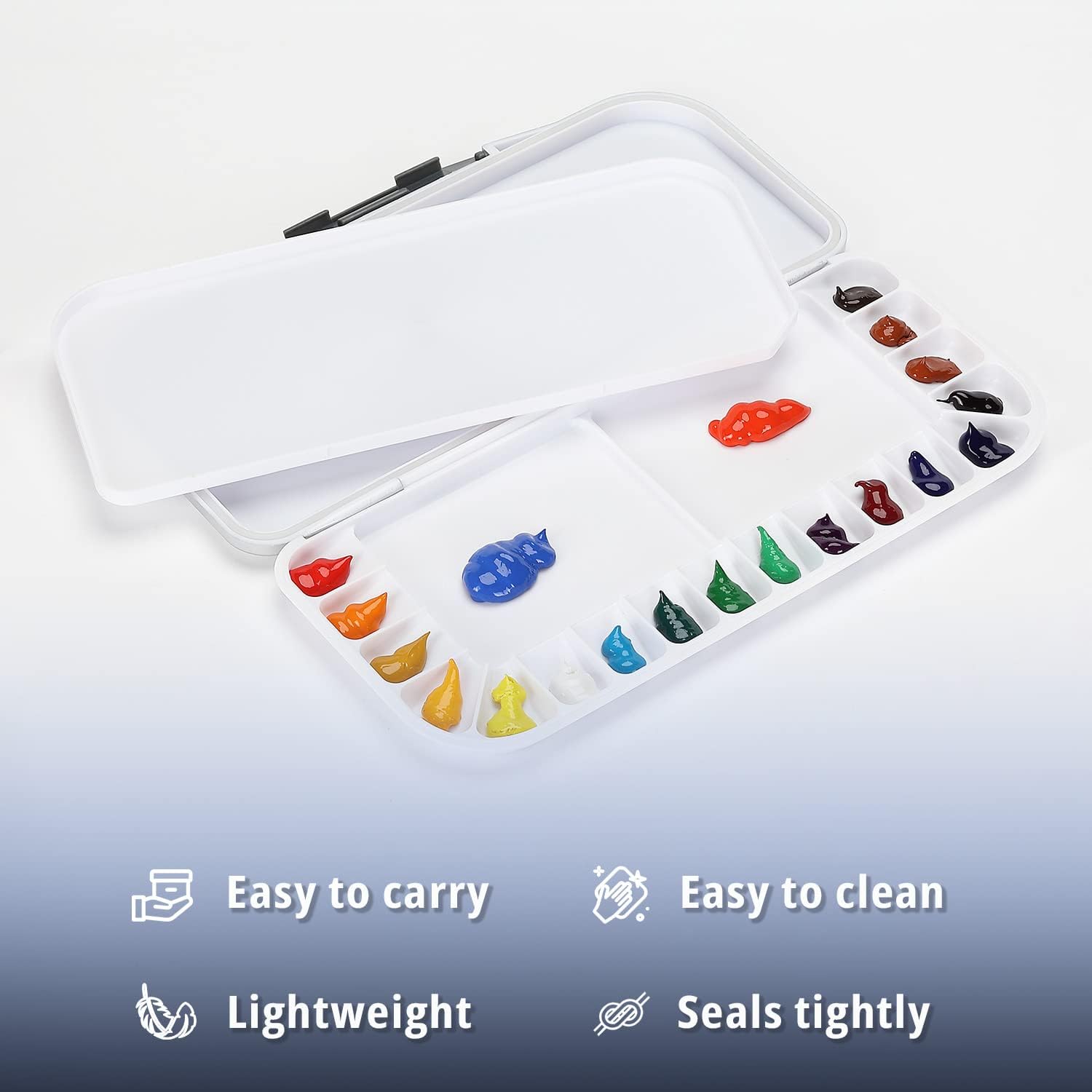 Mr. Pen- Airtight Watercolor Palette with Lid, 18 Wells & 2 Mixing Areas