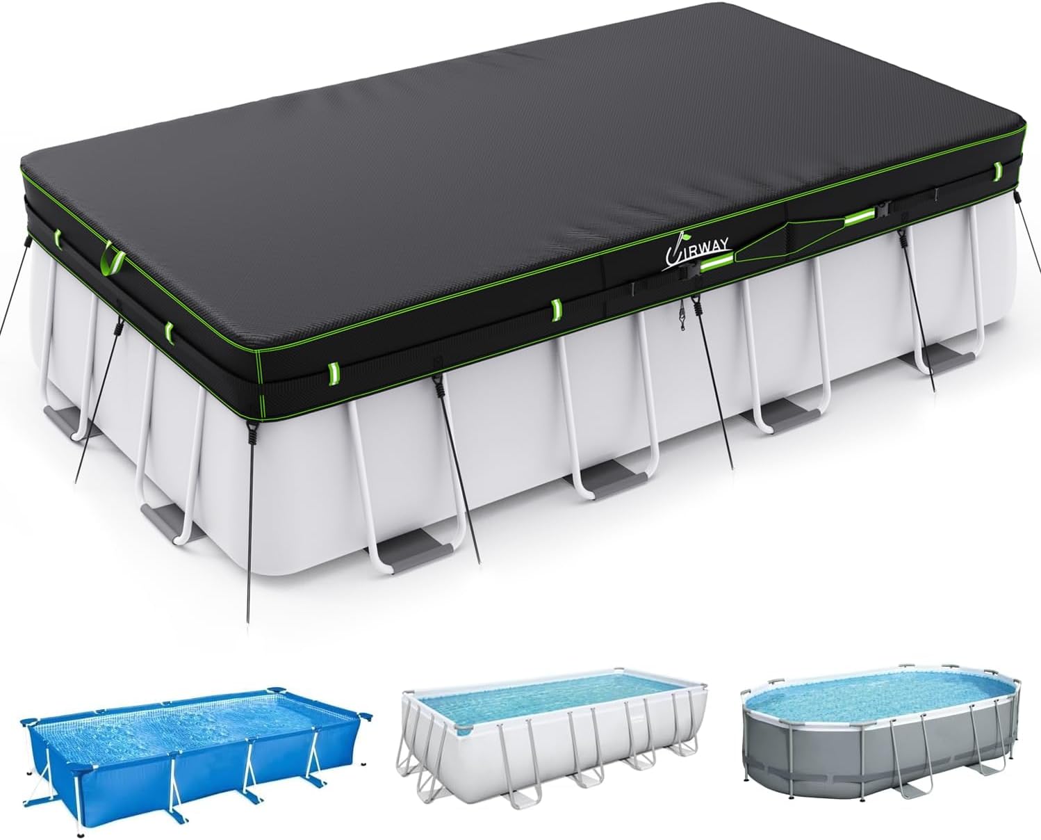 UIRWAY 8.2x14 FT Winter Rectangular Pool Cover with Reflective Strips