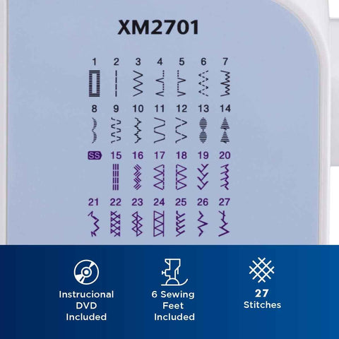 Brother Sewing Machine, XM2701, Portable Sewing Machine, 27 Stitches