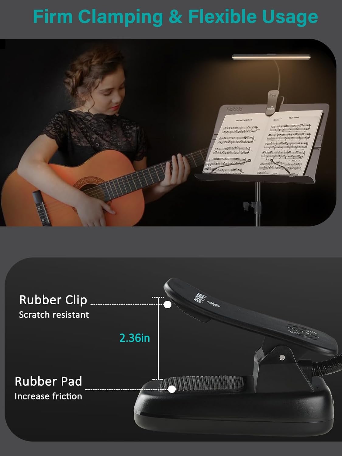 Vekkia Professional 88 LED Rechargeable Music Stand Light