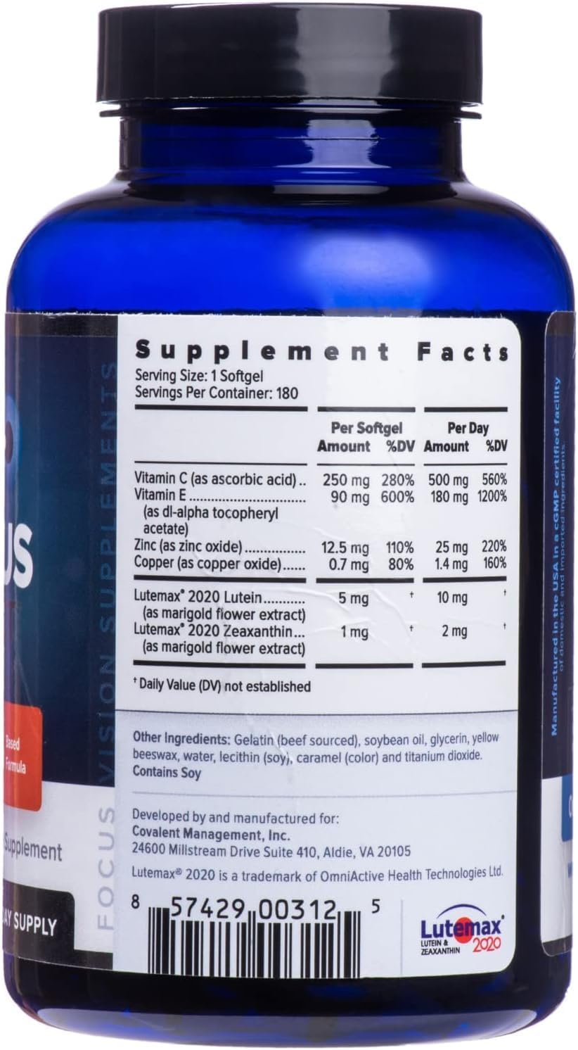 Focus Select AREDS2-Based Eye Vitamin Supplement with Low-Zinc, 360 Count