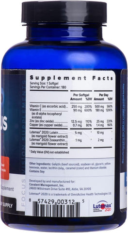 Focus Select AREDS2-Based Eye Vitamin Supplement with Low-Zinc, 360 Count