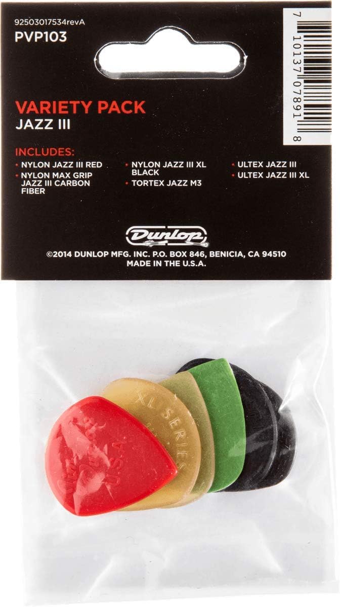 Jim Dunlop Jazz III Pick Variety Pack - 6 Pack