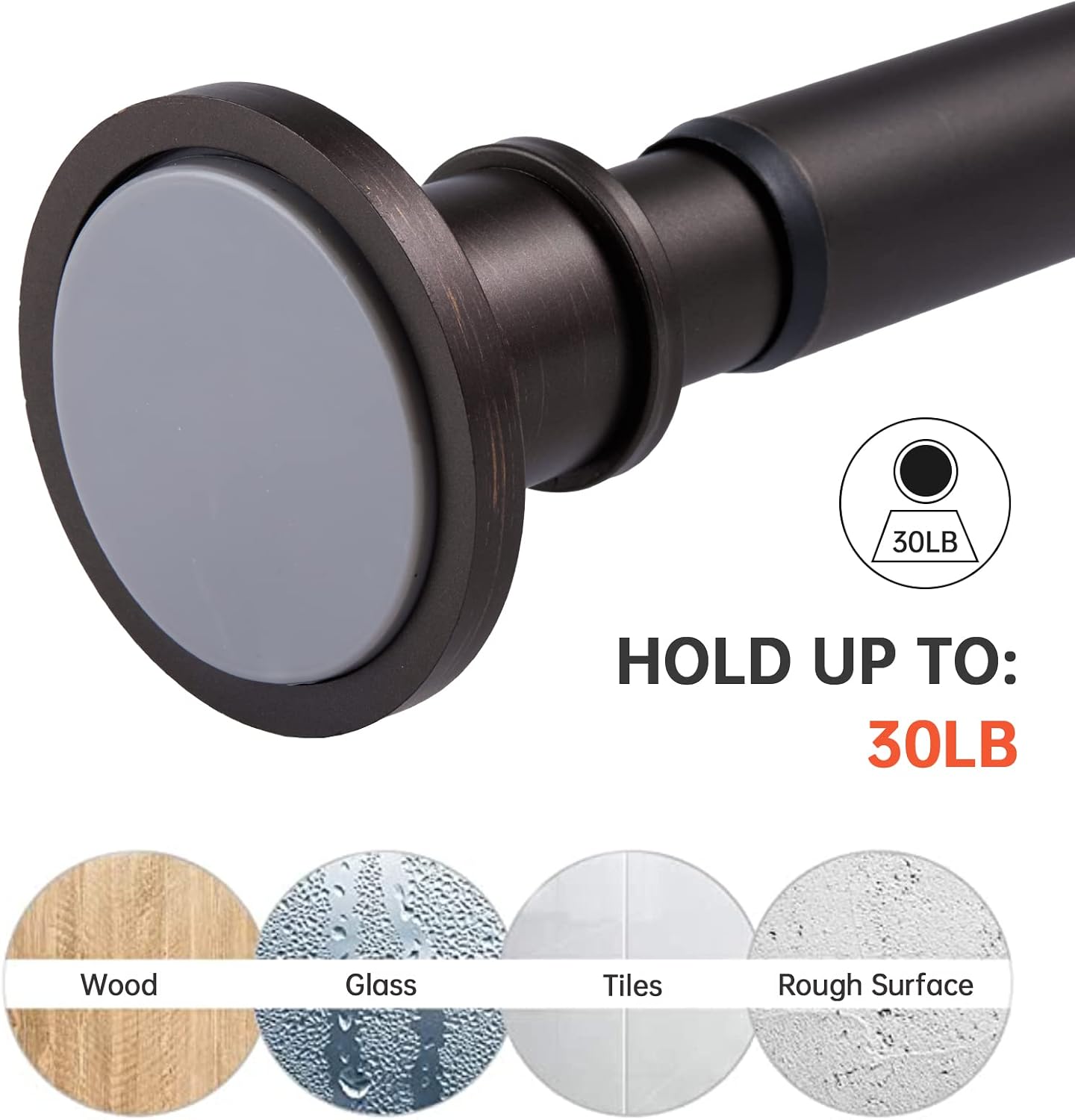BRIOFOX Industrial Shower Curtain Rod - Never Rust Non-Slip 43-72 Inch Stainless Steel, Bronze, Painted-gold Finial