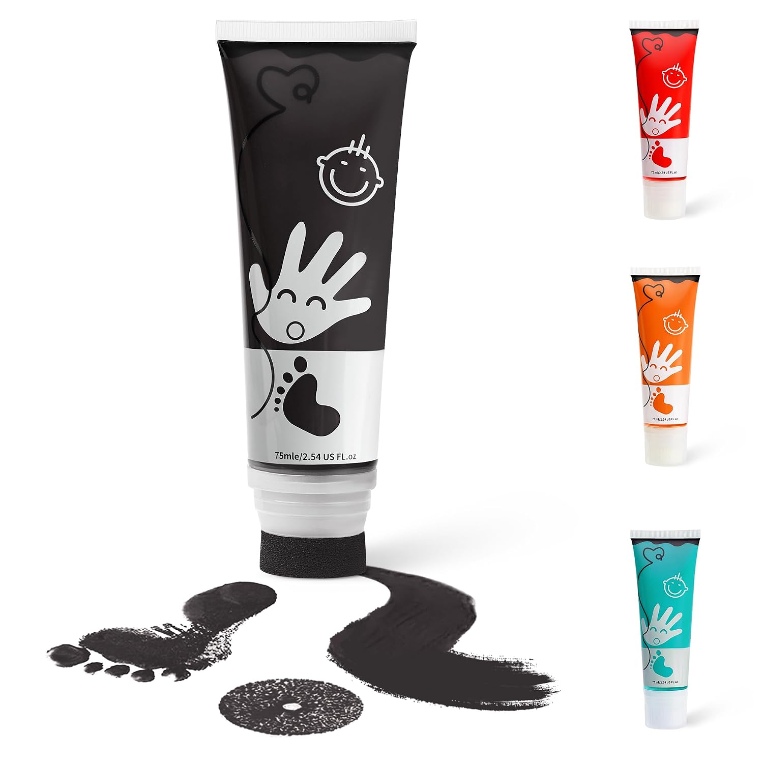 Baby Hand and Footprint Paint with Sponge Head, Washable Paint, Black