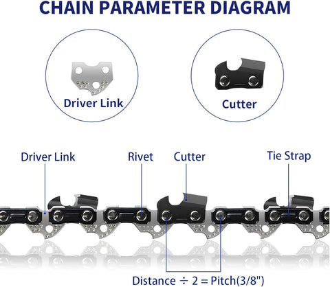 14 Inch Chainsaw Chain 3/8" LP Pitch .050" Gauge 50 Drive Links