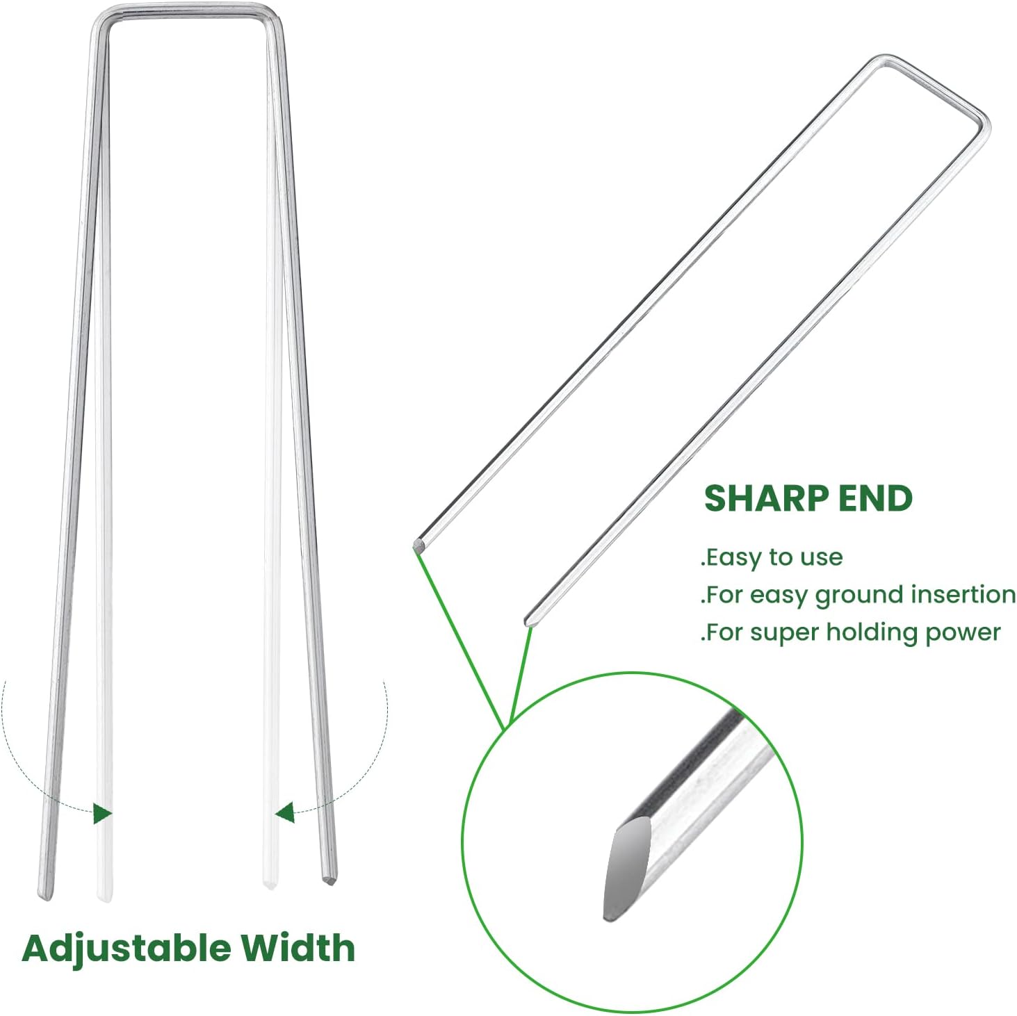 6 Inches Heavy Duty Galvanized Steel Garden Stakes Staples Securing Pegs for Securing Weed Fabric Landscape Fabric Netting Ground Sheets and Fleece, Christmas Decoration, Accessories (10, Silver)