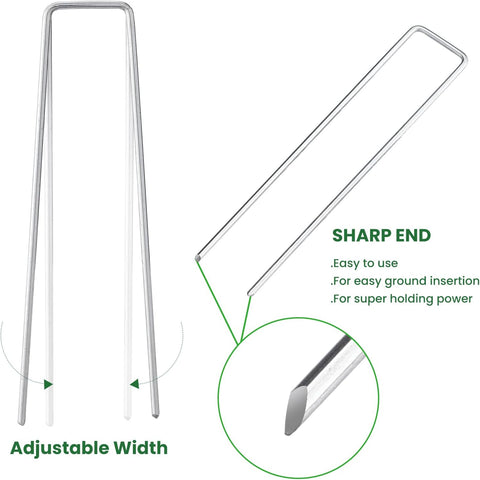 6 Inches Heavy Duty Galvanized Steel Garden Stakes Staples Securing Pegs for Securing Weed Fabric Landscape Fabric Netting Ground Sheets and Fleece, Christmas Decoration, Accessories (10, Silver)