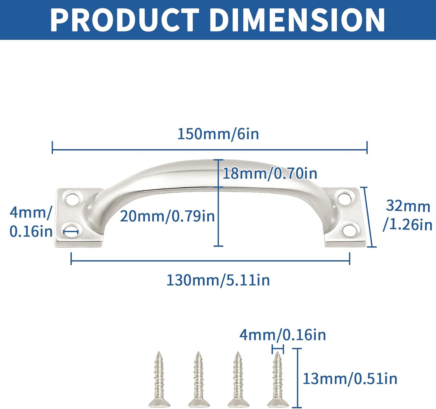 TamBee 6 Inch Gate Handle Outdoor 304 Stainless Steel Door Pull Handle Rustproof Barn Door Handles for Fences Garage Yard Kitchen Bathroom (2 Pack)