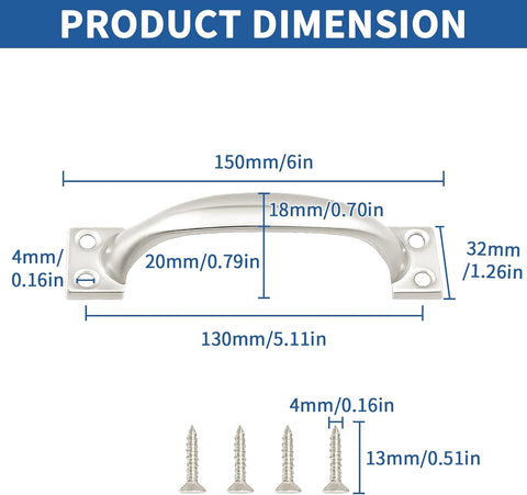 TamBee 6 Inch Gate Handle Outdoor 304 Stainless Steel Door Pull Handle Rustproof Barn Door Handles for Fences Garage Yard Kitchen Bathroom (2 Pack)