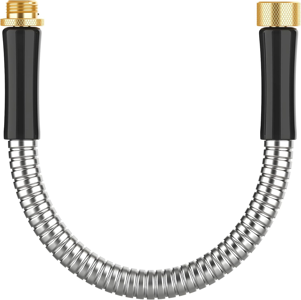 Short Metal Garden Hose 1 ft Connector, Stainless Steel Small Hose Extension Adapter for Hose Reel, Long, Flexible, Lightweight & Heavy Duty Water Pipe, No Kinking Outdoor Water Hose for Yard, 1 Foot